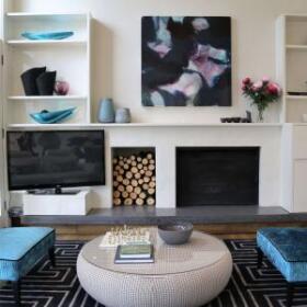 Lewisham Interiors – Inner Melbourne Residence featuring curated artwork, custom joinery, and layered modern styling